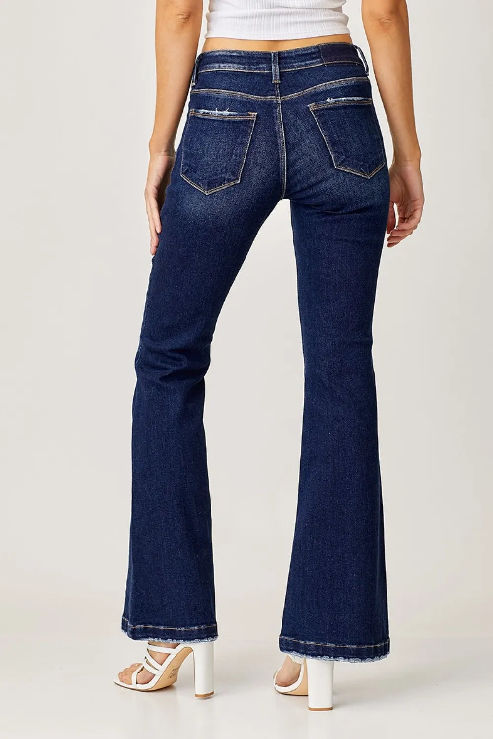 Low‑Rise Dark Wash Retro Flare Denim Jeans