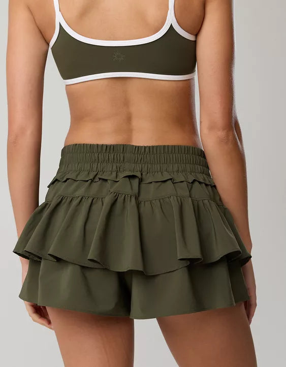 Layered Ruffle Skort With Built‑In Shorts & Pockets